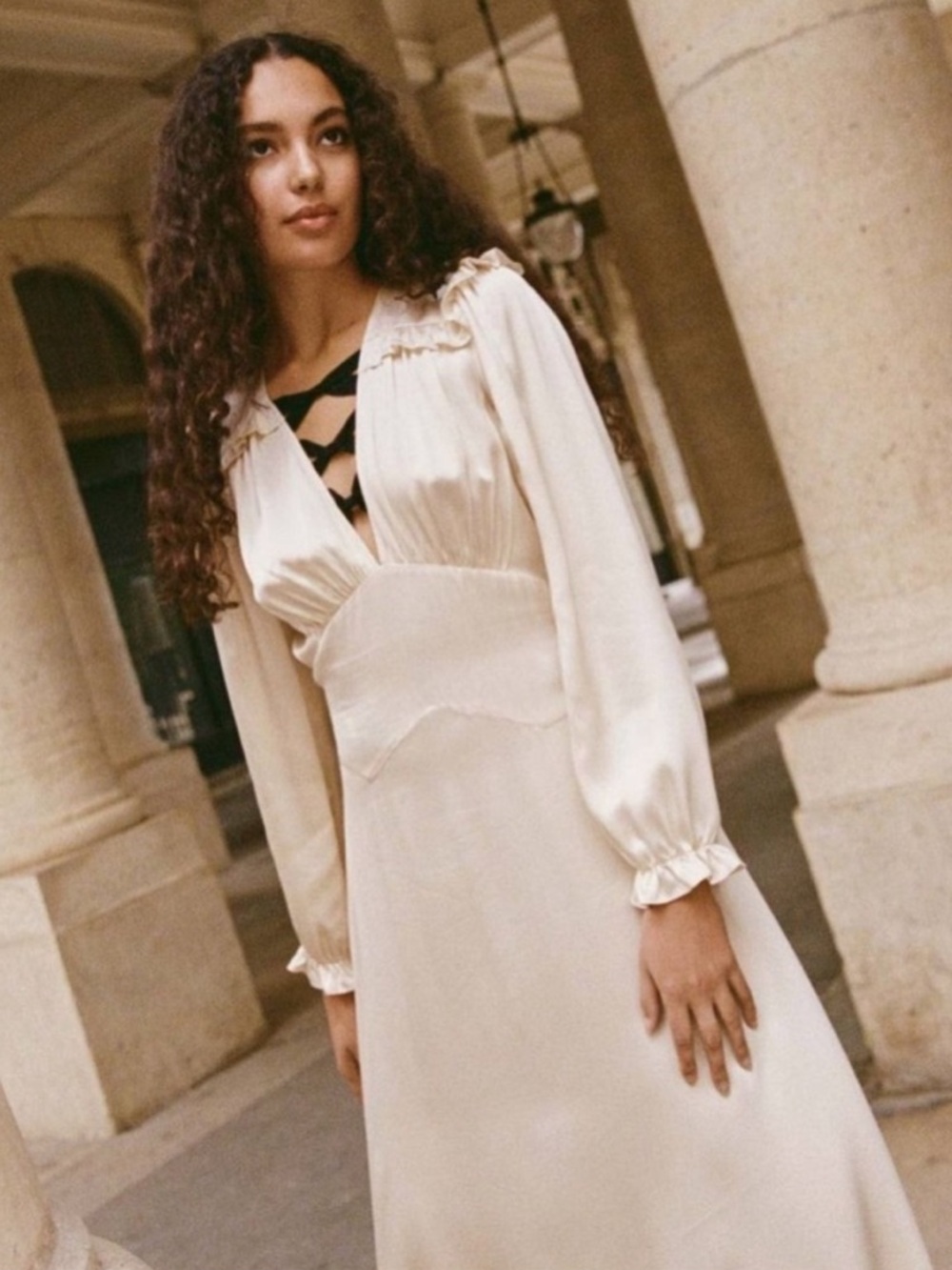 Doen Lorelei Long Sleeve Silk Midi Dress size S - Picture 5 of 16